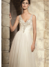 V Neckline Ivory Beaded Tulle Wedding Dress